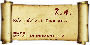 Körözsi Amaranta névjegykártya